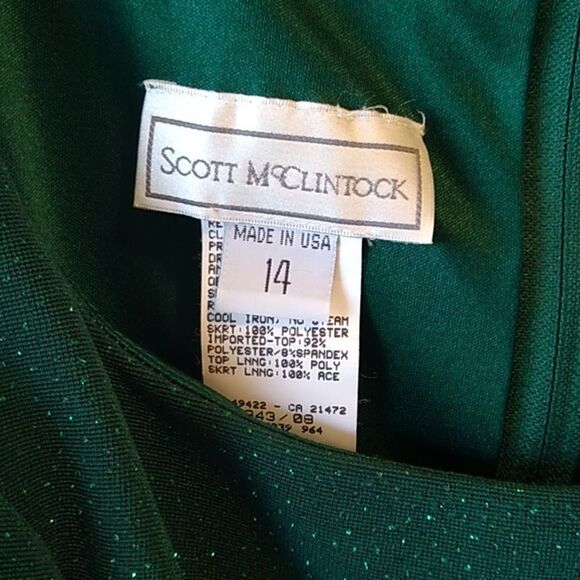 NWT Vintage Scott McClintock Glittering Emerald Green Short Sleeveless Dress - Picture 3 of 12